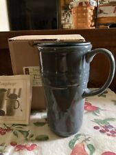 LONGABERGER POTTERY WOVEN TRADITIONS PEWTER TALL TRAVEL MUG -NIB picture