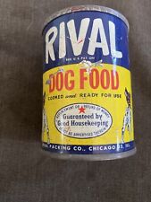 Vintage Early Rival Dog Food Advertising Tin Can Bank Promotional 2-3/4 x 2-1/8
