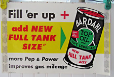 Vintage BARDAHL TOP OIL ADD NEW FULL TANK SIZE More Pep & Power Wall-Window Sign picture