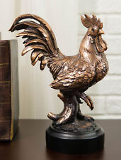 Ebros Decorative Sunshine Country Farm Rooster Bronze Electroplated Statue picture