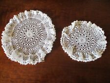 Pair of vintage hand crocheted wt. ruffle edge doilies 10