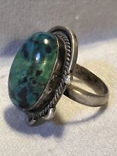 Vtg Native American Sterling Silver  Turquoise Blue Green Ring SZ 6.75 10.g Z15 picture