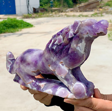 3.25LB Natural Dream Amethyst Quartz Crystal Handcarved Wolf Healing picture