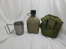 1986 Vintage U.S. Army Water Canteen Green Military with Cover with Cup  picture