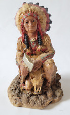 Native American Indian With Headdress and Tomahawk Figurine Trippie's Inc 90s picture