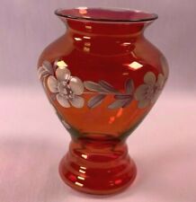 Enameled Cranberry Flash Vase White Dogwood picture