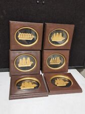 SET OF 6-Franklin Mint The Golden Age of American Sail Boat Ship Framed Nautical picture
