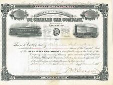 St. Charles Car Company - 1897 dated Railroad Car Company Stock Certificate - Ra picture