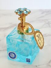 Irice Turquoise  Presto Mist Glass Perfume Bottle I W Rice & Co Jeweled Top NOS picture
