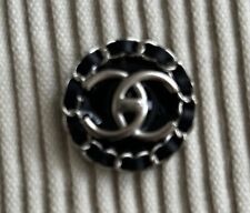 CHANEL 100% Authentic Vintage Chain Border Print Black/Silver CC Logo New Only picture