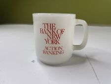 Vtg Glasbake Milk Glass The Bank of New York Action Banking Graphic Coffee Mug picture