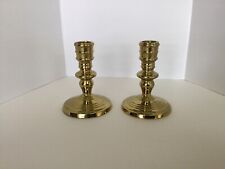 VTG heavy brass candlesticks,look  new, total weight of pair 2lb 3oz picture