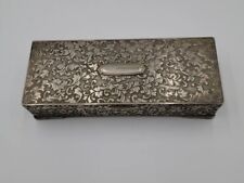Vintage International Silver Company Ornate Repouse Silver Jewelry Box 9