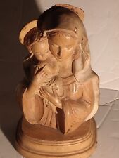 VTG Virgin Mary and Baby Jesus Woodcarving by A Daruis picture