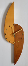 Vtg 60s Mid Century Modern MCM 2 Tone Wood  Wall Clock Master Crafters 22