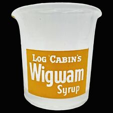 VTG 1940-50s Log Cabin’s Wigwam Syrup SERVER Cup Yellow Silkscreen Double Spout picture