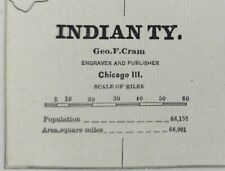 Vintage 1885 INDIAN TERRITORY Map 13