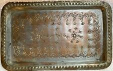 Antique Copper Tray Egyptian Stamped  Hand Made - Ships Free picture
