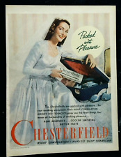1945 Chesterfield Cigarette Vintage Print Ad Bride Packing Suitcase picture