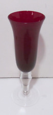 Ruby Red Vintage Champagne Flutes Glass Clear Pedestal Stem 9