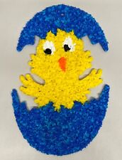 Vintage Easter Chick In Egg Blue Melted Popcorn Plastic Decorations picture