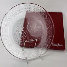 2001 Neiman Marcus Crystal Clear 13” Platter Christmas Tree Round Plate Vintage  picture