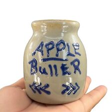 BBP Apple Butter Crock Jar Container No Lid Salt Glaze Blue Stoneware 1996 VTG picture