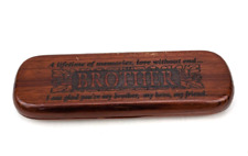 Vintage Wood Carved Pen or Pencil Gift for Brother Box Red Tone Flip Case G1 picture