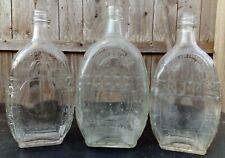 3 Nice Fancy Art Deco Whiskey Bottle Lot Nicer  1930s Rye Bourbon Pint Clear  picture