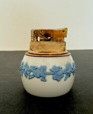 Wedgwood Queensware Table Lighter White Embossed Blue Brass Vintage England picture