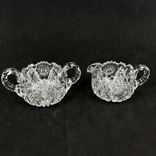 Vintage EAPG Cut Crystal Glass Creamer and Sugar (Please read) picture