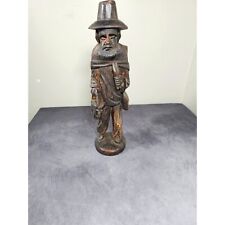 Vintage Hand Carved Wooden Old Man with Bucket /Barefoot picture