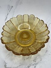 Vintage Anchor Hocking Sunflower Taper Candle Holder Amber Glass picture