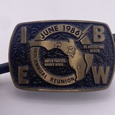 IBEW Electrical Workers Solid Brass 1986 Vintage Belt Buckle NUMBERED 358 RARE picture