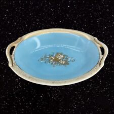 Antique Noritake Porcelain Hand Painted Dish Bowl Two Handles Gold Blue Paint picture