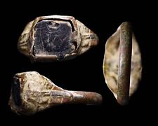 Rare Roman Military Legionary Soldier Judaea or Levant Black Stone Silver Ring picture