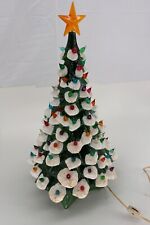 Large VTG 70's Holland Mold Ceramic Christmas Tree 20” with Lights picture