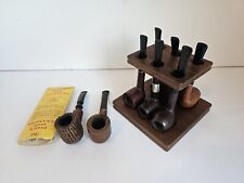Vintage Imported Briar Tabacco Pipe Lot Of 8 w/ Decatur 6 Pipe Holder picture