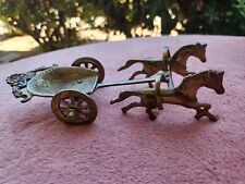 VTG.BRASS CHARIOT  PULLED BY TWO HORSES HAND CRAFTED. IN INDIA  picture