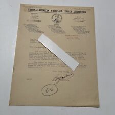National American Wholesale Lumber Association Letter 1929 signed Ben Woodhead  picture
