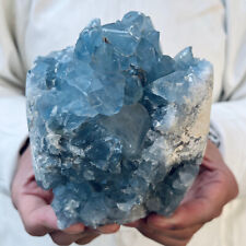 3.5lb Large Natural Blue Celestite Crystal Geode Quartz Cluster Mineral Specime picture