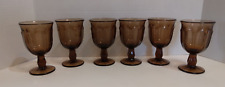 Vintage Imperial Glass Old Williamsburg Nut Brown Footed Goblets Set of 6 picture