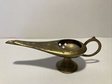 VTG Brass Incense Burner Genie Oil Lamp Etched Aladdin Arabian India picture