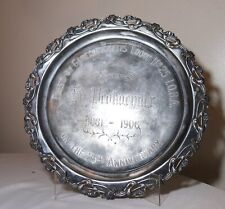 BIG antique 1881 ornate Art Nouveau Masonic silver-plate lodge award trophy dish picture