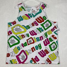 Disney Tank Top Adult Large White Multicolor Disney World Print Sleeveless Top picture