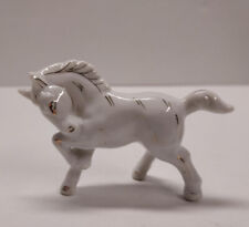 Vintage Japanese Small White Porcelain Horse Figurine With Gold Trim picture