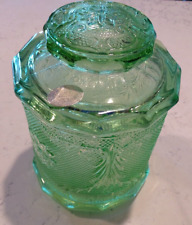 Vintage Indiana Glass Tiara Chantilly Green Sandwich Glass 8''x5