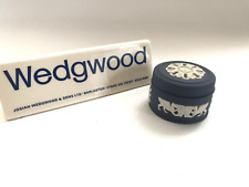 Wedgwood Dark blue Jasperware Harrods small pill box in excellent condition picture