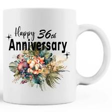 Happy 36th Anniversary Gifts MUG Coffee 36 Years birthday For Women Men picture