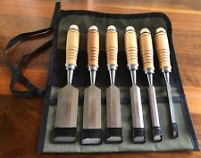 Wood Chisel Set 6 Piece Woodworking with Canvas Roll Cover Case picture